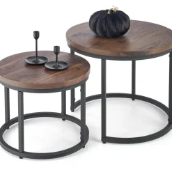 Satsbord valnöt/svart Ø43/53 cm - Tore + Möbeltassar