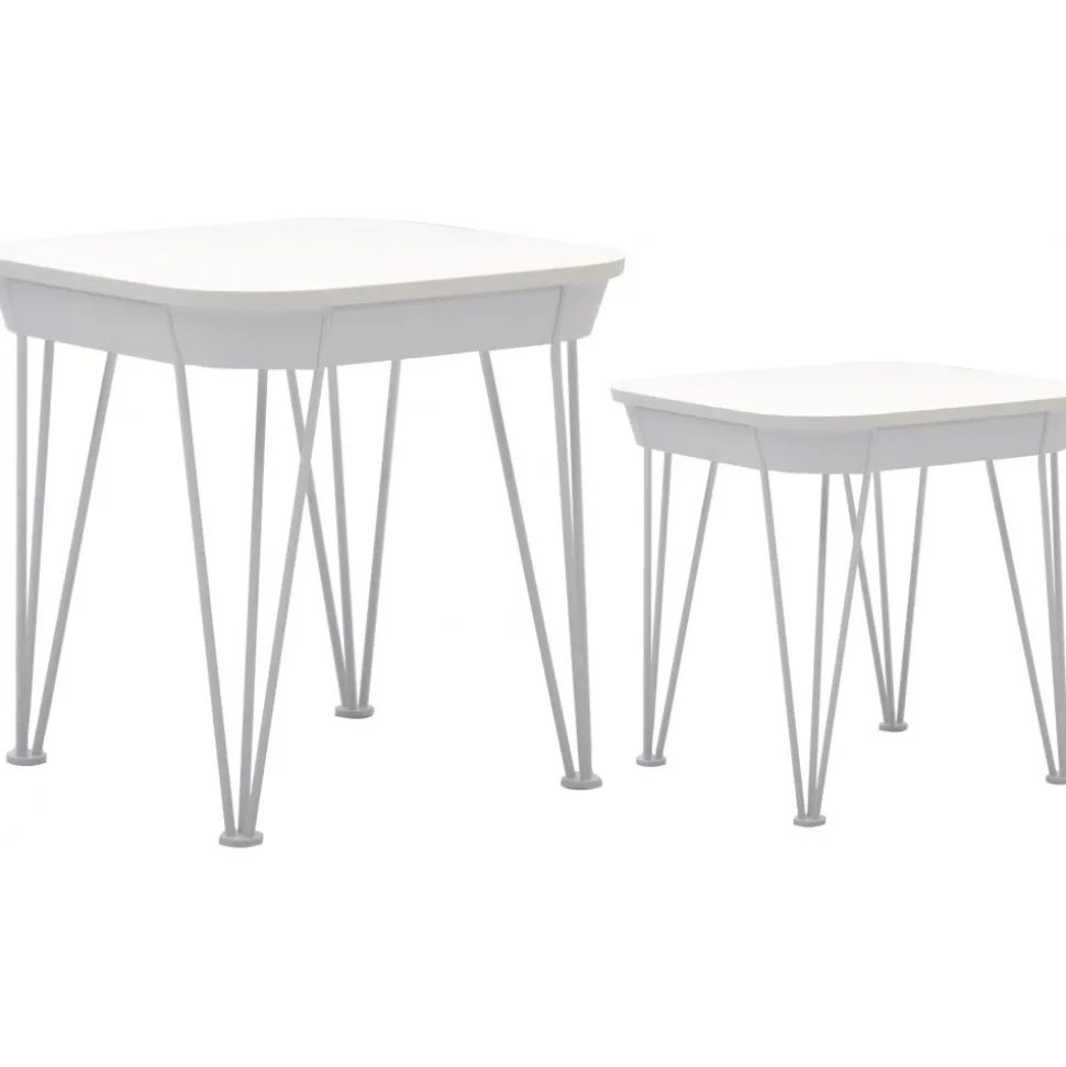 Satsbord 55x55 cm / 45x45 cm - Vit + Fläckborttagare för möbler