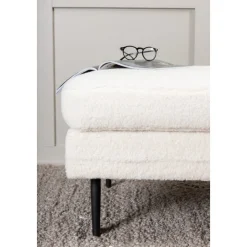 Savanna sittpuff - Vit teddy