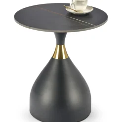 Scalita soffbord Ø50 cm - Svart marmor/svart/guld