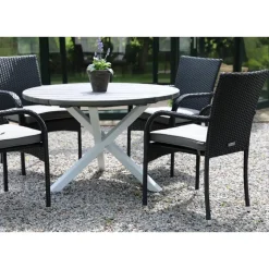 Scottsdale matbord Ø112 cm - Shabby Chic Grå/Vit + Textilskydd för utemöbler