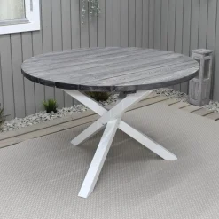 Scottsdale matbord Ø112 cm - Shabby Chic Grå/Vit + Textilskydd för utemöbler