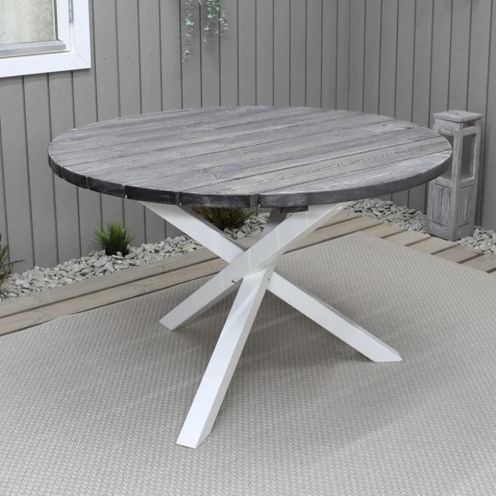 Scottsdale matbord Ø112 cm - Shabby Chic Grå/Vit + Rengöringsmedel för utemöbler