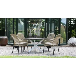 Scottsdale utematgrupp runt bord med 4 st Ystad karmstolar - Grå/Svart/Vit