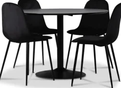Seat matgrupp, matbord med 4 st Carisma sammetsstolar - Svart/Svart + 4.00 x Stolsdyna