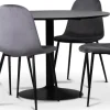 Seat matgrupp, matbord med 4 st Carisma sammetsstolar - Svart/Grå