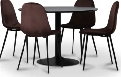 Seat matgrupp, matbord med 4 st Carisma sammetsstolar - Svart/Bordeaux + 3.00 x Möbeltassar
