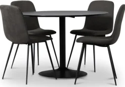 Seat matgrupp, matbord med 4 st Smokey matstolar - Svart/Vintage + 3.00 x Möbeltassar
