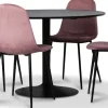 Seat matgrupp, matbord med 4 st Carisma sammetsstolar - Svart/Korall