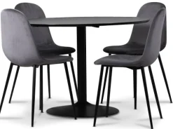 Seat matgrupp, matbord med 4 st Carisma sammetsstolar - Svart/Grå + 4.00 x Stolsdyna