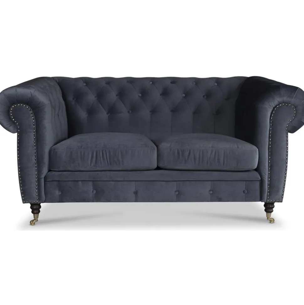 Sheffield Chesterfield 2-sits - Grå (sammet)