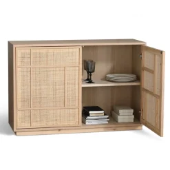 Sideboard med förvaring och rottingdörrar 120 cm bred - Stockholm