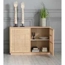 Sideboard med förvaring och rottingdörrar 120 cm bred - Stockholm