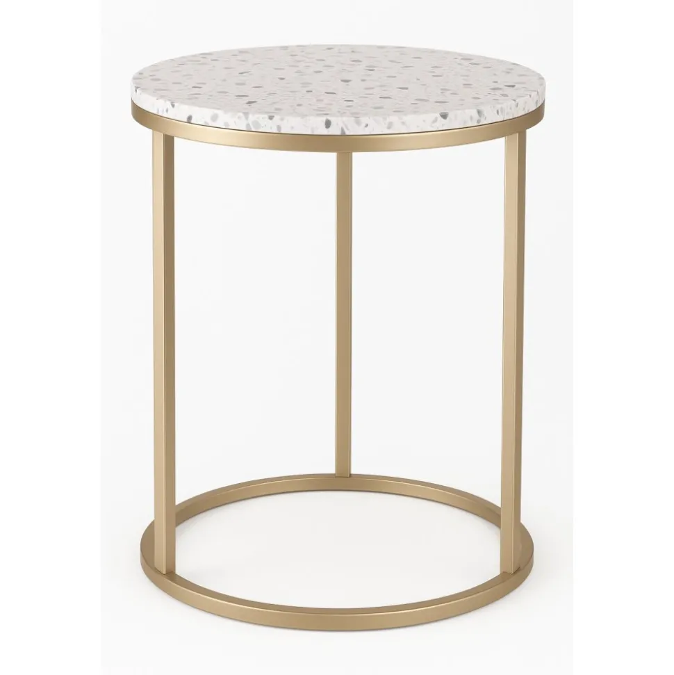 Sidobord i sten Ø50 cm - Terrazzo Cosmo