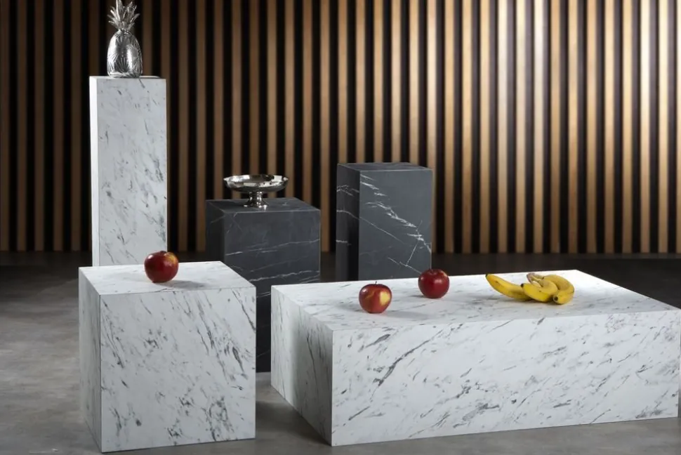 Sidobord vit marmor (Laminat)