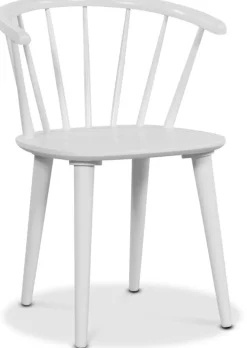 Signum matgrupp Slagbord vit/ek med 4 st vita fredrik pinnstolar med karm