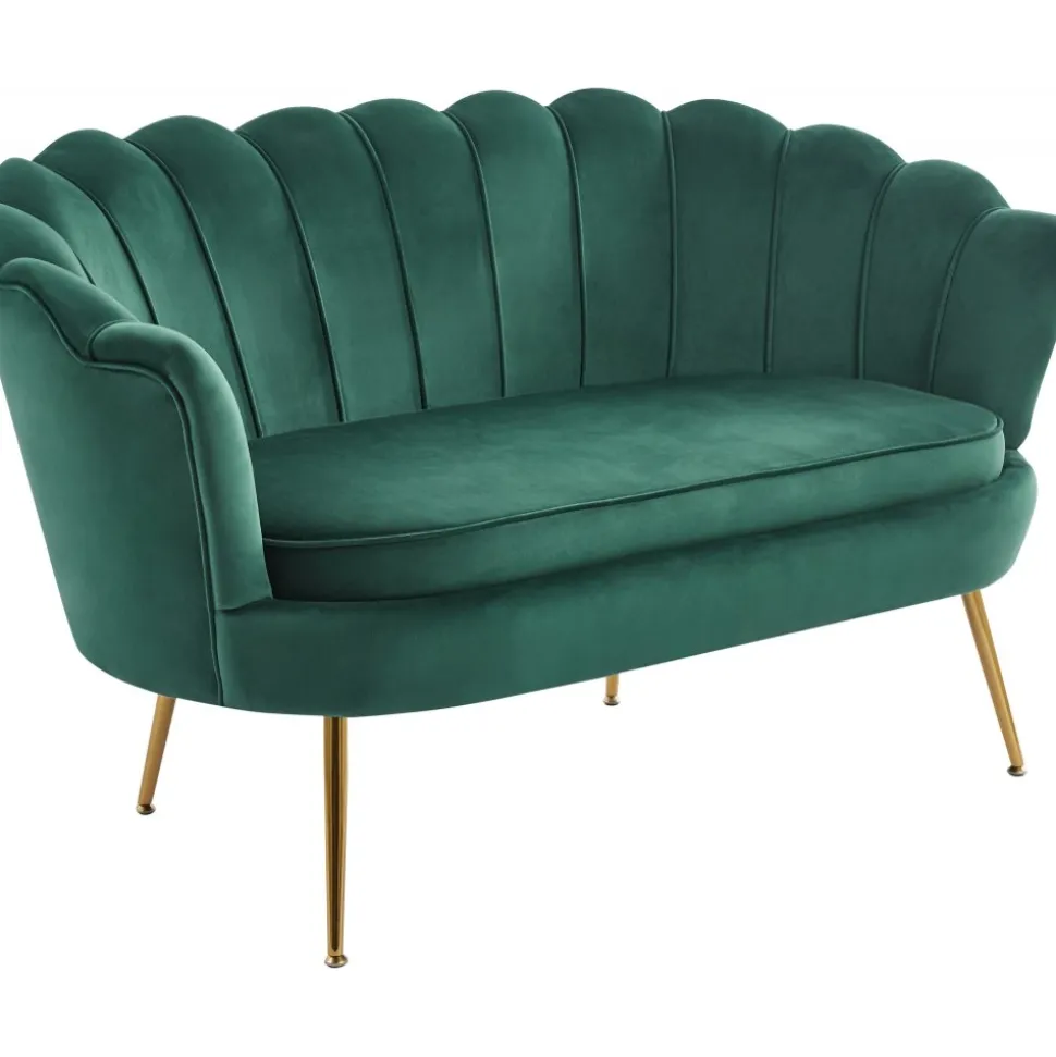 2-sits soffa grön/mässing - Kingsley + Textilrengöring för möbler