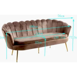 3-sits soffa i brun sammet - Kingsley + Möbeltassar