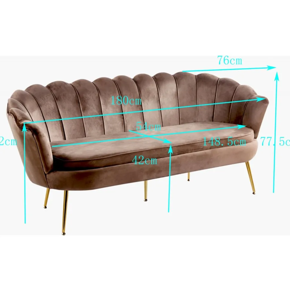 3-sits soffa i brun sammet - Kingsley + Möbeltassar