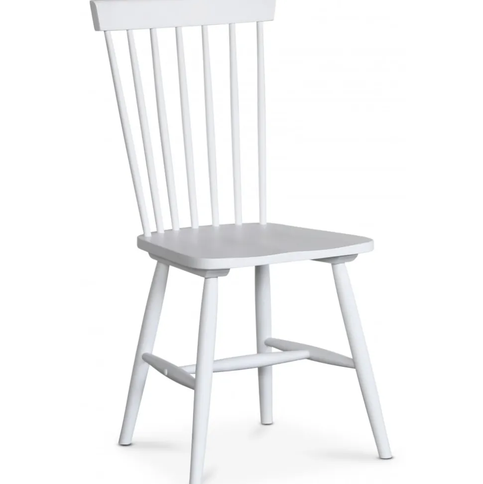 Skagen matgrupp; runt matbord Ø120 cm - Vit / brunoljad ek med 4 st vita Karl Pinnstolar + 3.00 x Möbeltassar