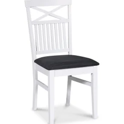 Skagen matgrupp; runt matbord Ø120 cm - Vit / brunoljad ek med 4 st Skagen stolar med grå sits