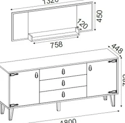 Skänk 180 cm bred - Beige
