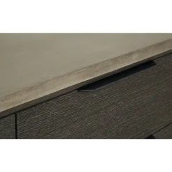 Skänk 160 cm bred mörkbetsad ek med betongskiva + Möbeltassar