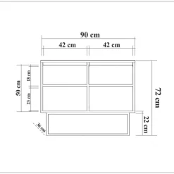 Skänk i valnöt 90 cm bred + Möbeltassar