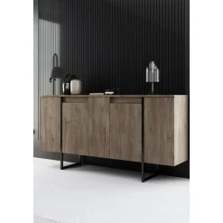 Skänk Lux i Valnöt/Svart - 160 cm