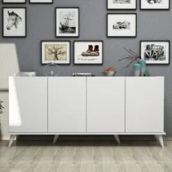 Skänk vit 180 cm - Elegant + Möbeltassar