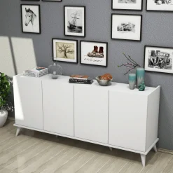 Skänk vit 180 cm - Elegant + Möbeltassar