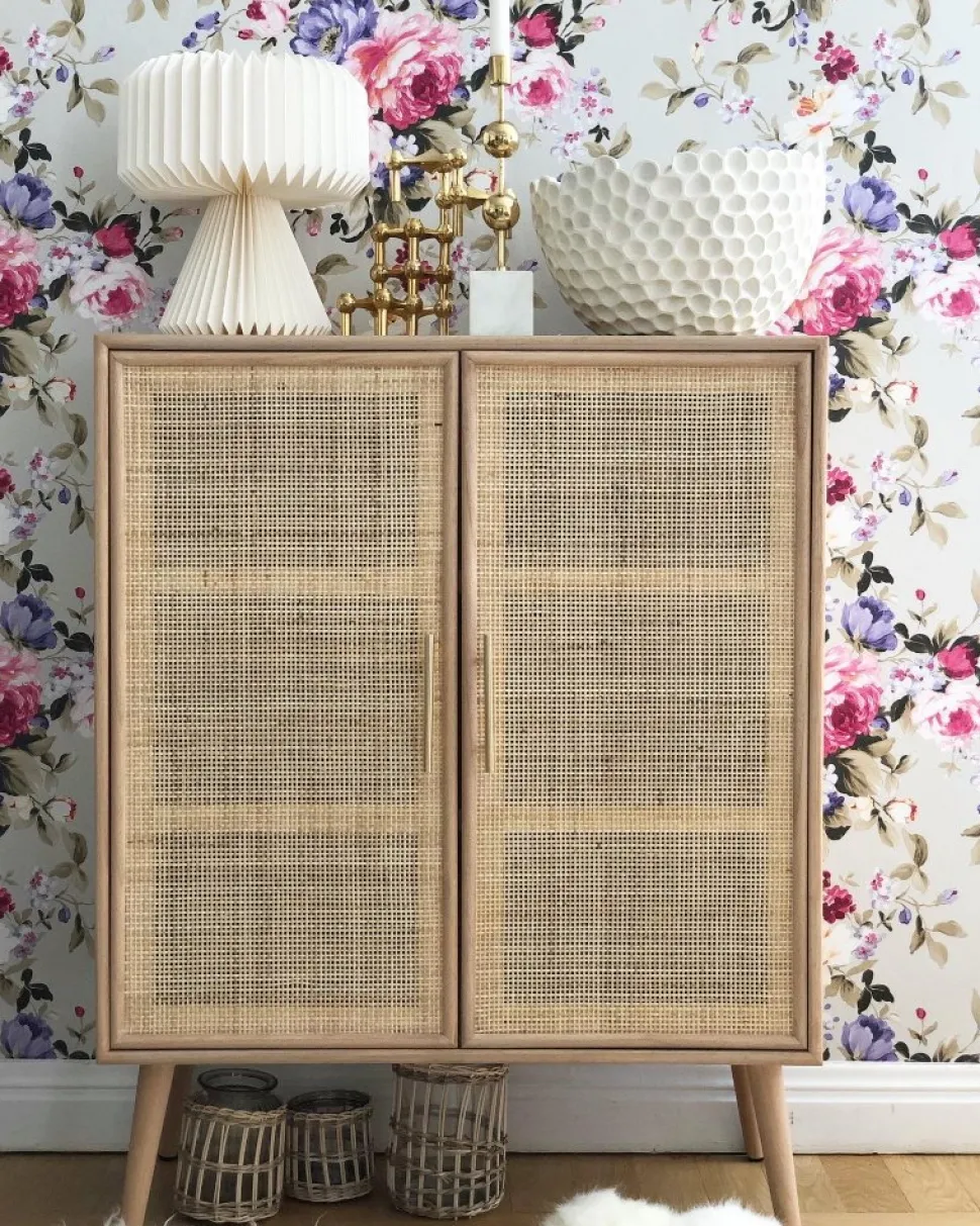 Skåp i trä och natur / rotting - React + Fläckborttagare för möbler