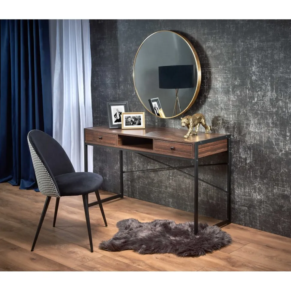 Skrivbord med lådor valnöt 123 cm bred + Möbeltassar