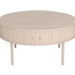 Slide soffbord Ø90 cm - Vitpigmenterad ek