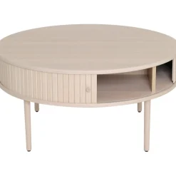 Slide soffbord Ø90 cm - Vitpigmenterad ek