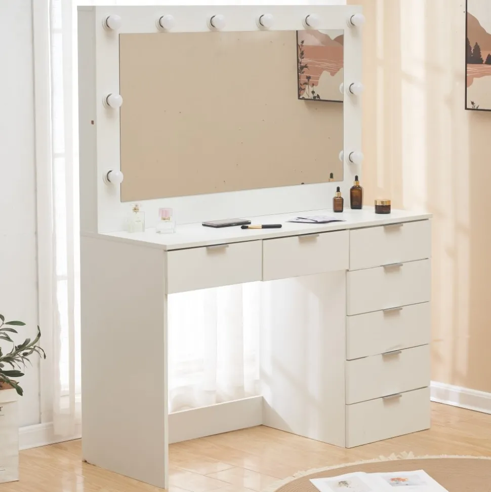 Sminkbord med belysning och förvaring + Möbeltassar