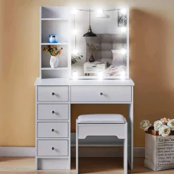 Sminkbord med belysning och stol - Babe