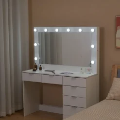 Sminkbord med belysning och förvaring