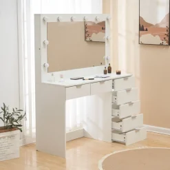 Sminkbord med belysning och förvaring