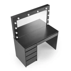 Sminkbord med LED-belysning svart - Facada