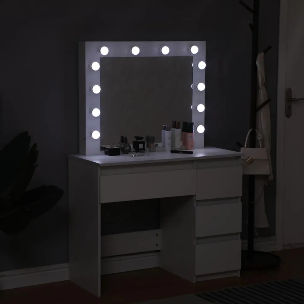 Sminkbord med LED-belysning vit - Giselle