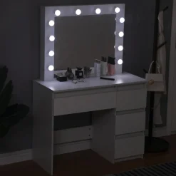 Sminkbord med LED-belysning vit - Giselle