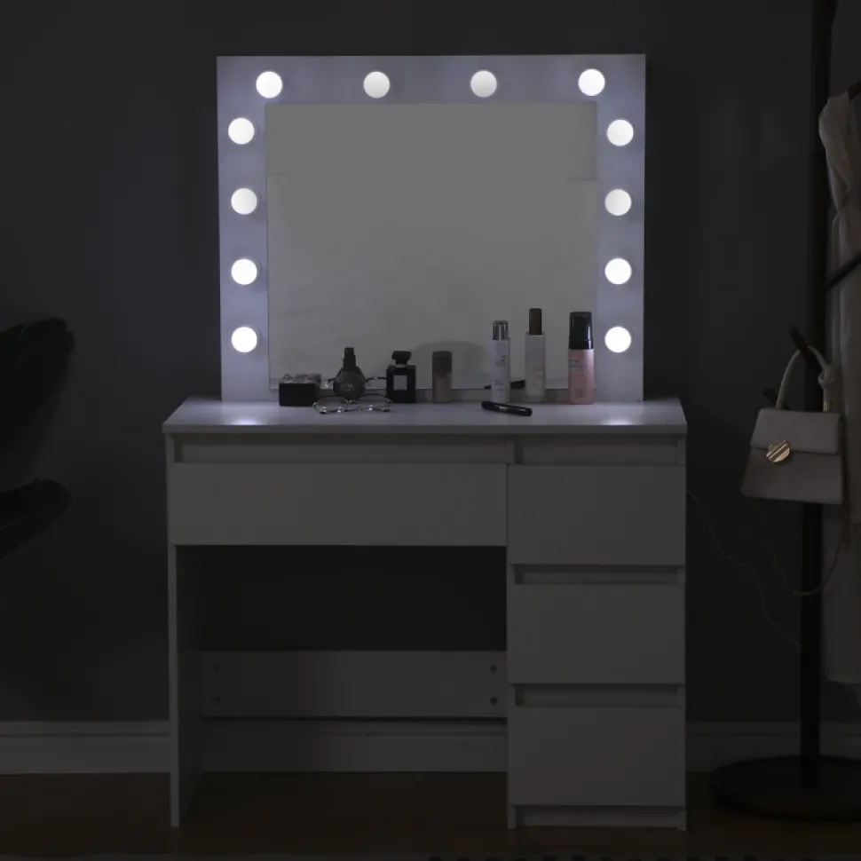 Sminkbord med LED-belysning vit - Giselle