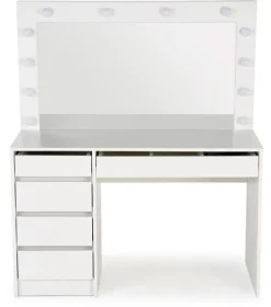 Sminkbord Vit 120 x 55 cm med LED-belysning - Facada + Möbeltassar