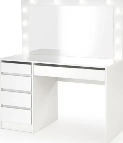 Sminkbord Vit 120 x 55 cm med LED-belysning - Facada