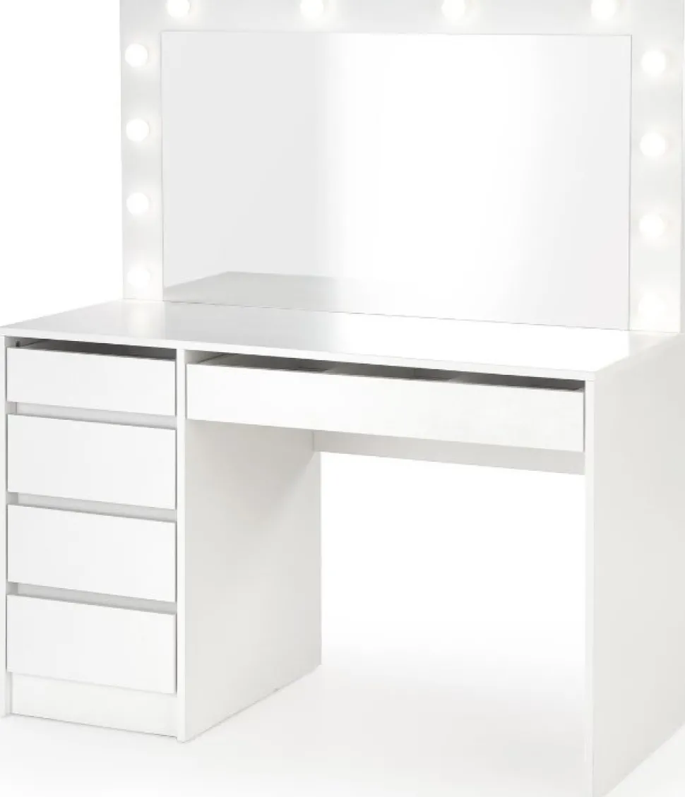 Sminkbord Vit 120 x 55 cm med LED-belysning - Facada + Textilrengöring för möbler