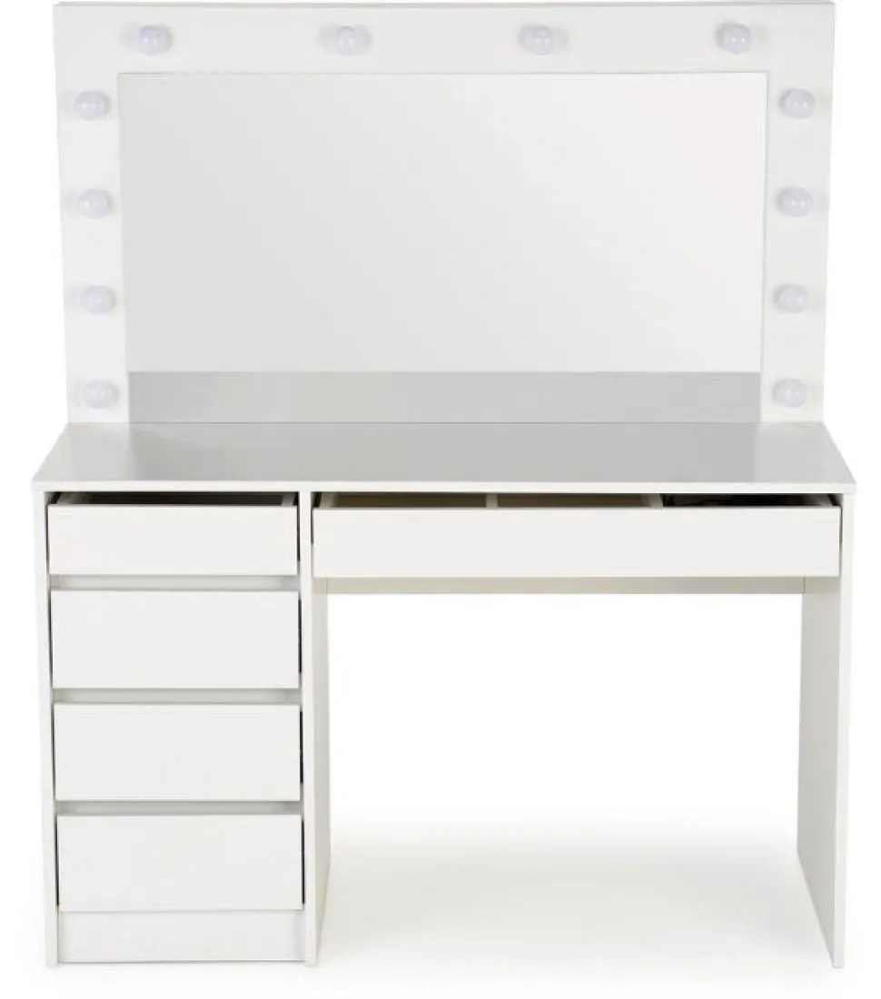 Sminkbord Vit 120 x 55 cm med LED-belysning - Facada + Textilrengöring för möbler