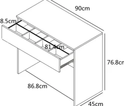 Sminkbord vitt med förvaring 90 cm bred