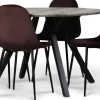 Smokey matgrupp, runt matbord med 4 st Carisma sammetsstolar - Bordeaux + 4.00 x Stolsdyna