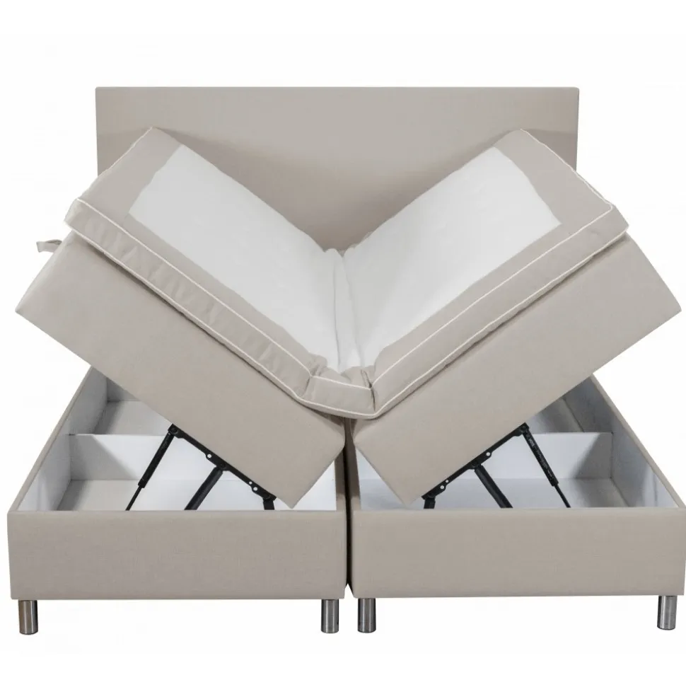 Säng med förvaring beige boxbed 180x200 cm